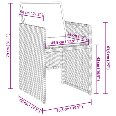 11-tlg. Garten-Essgruppe mit Kissen Hellgrau Poly Rattan