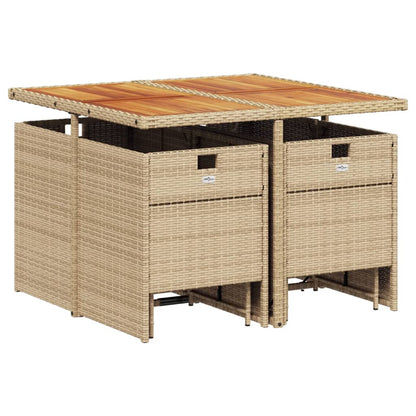 9-tlg. Garten-Essgruppe mit Kissen Beige Poly Rattan