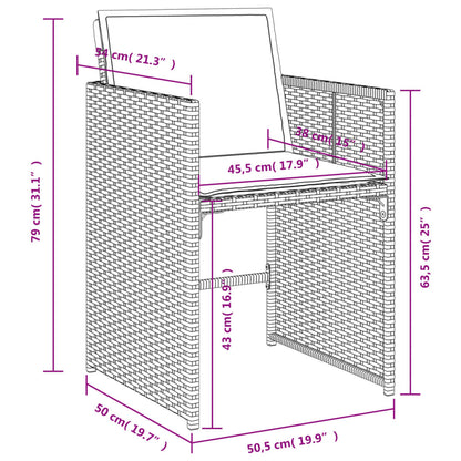 11-tlg. Garten-Essgruppe mit Kissen Schwarz Poly Rattan