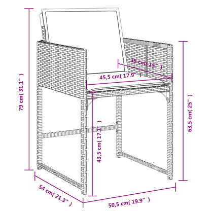 7-tlg. Garten-Essgruppe mit Kissen Grau Poly Rattan