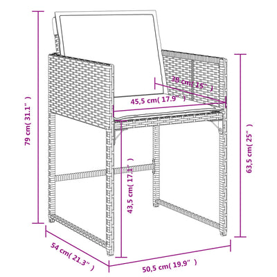 11-tlg. Garten-Essgruppe mit Kissen Hellgrau Poly Rattan