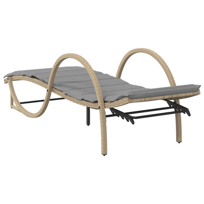 Sonnenliegen 2 Stk. mit Auflagen Beige Poly Rattan