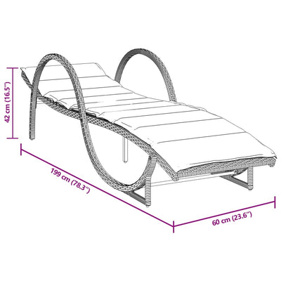 Sonnenliegen 2 Stk. mit Auflagen Hellgrau Poly Rattan