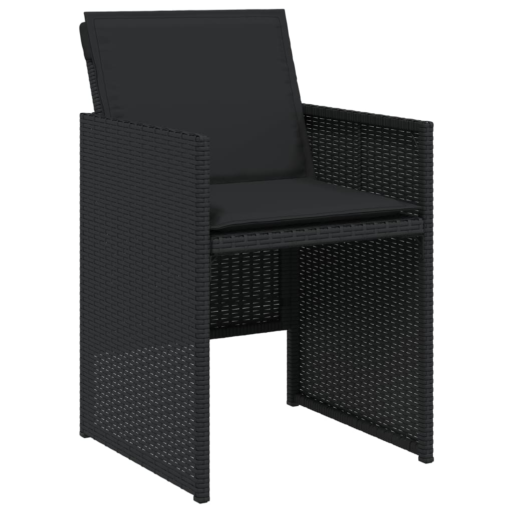 Gartenstühle mit Kissen 4 Stk. Schwarz Poly Rattan