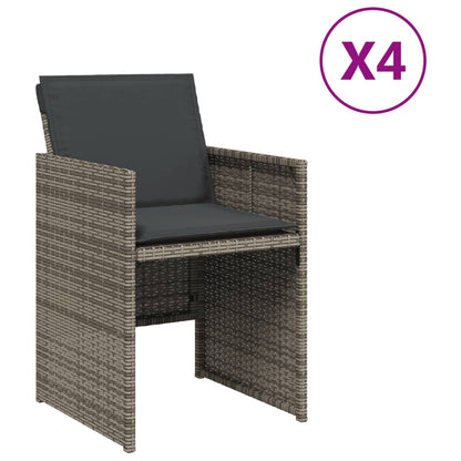 Gartenstühle mit Kissen 4 Stk. Grau Poly Rattan