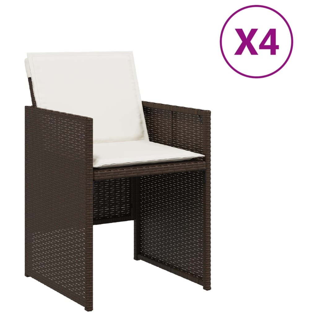 Gartenstühle mit Kissen 4 Stk. Braun Poly Rattan