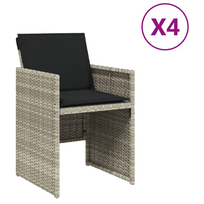 Gartenstühle mit Kissen 4 Stk. Hellgrau Poly Rattan