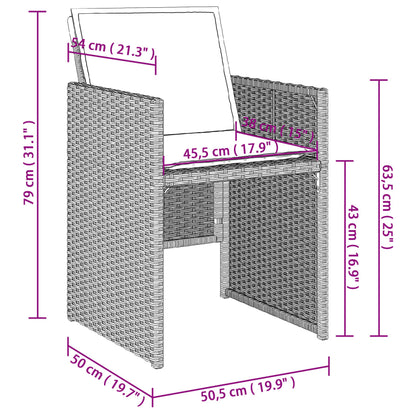 Gartenstühle mit Kissen 4 Stk. Hellgrau Poly Rattan