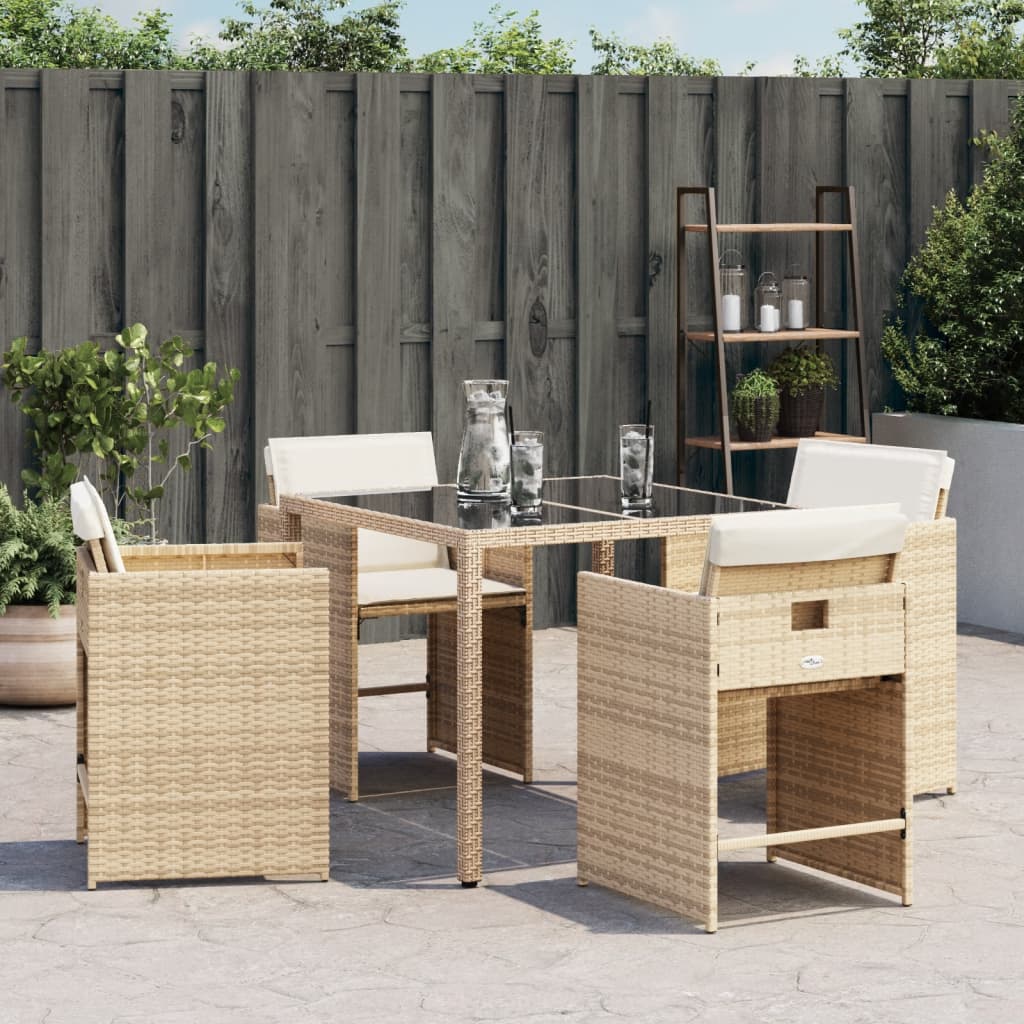 Gartenstühle mit Kissen 4 Stk. Beige Poly Rattan