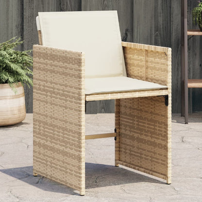 Gartenstühle mit Kissen 4 Stk. Beige Poly Rattan