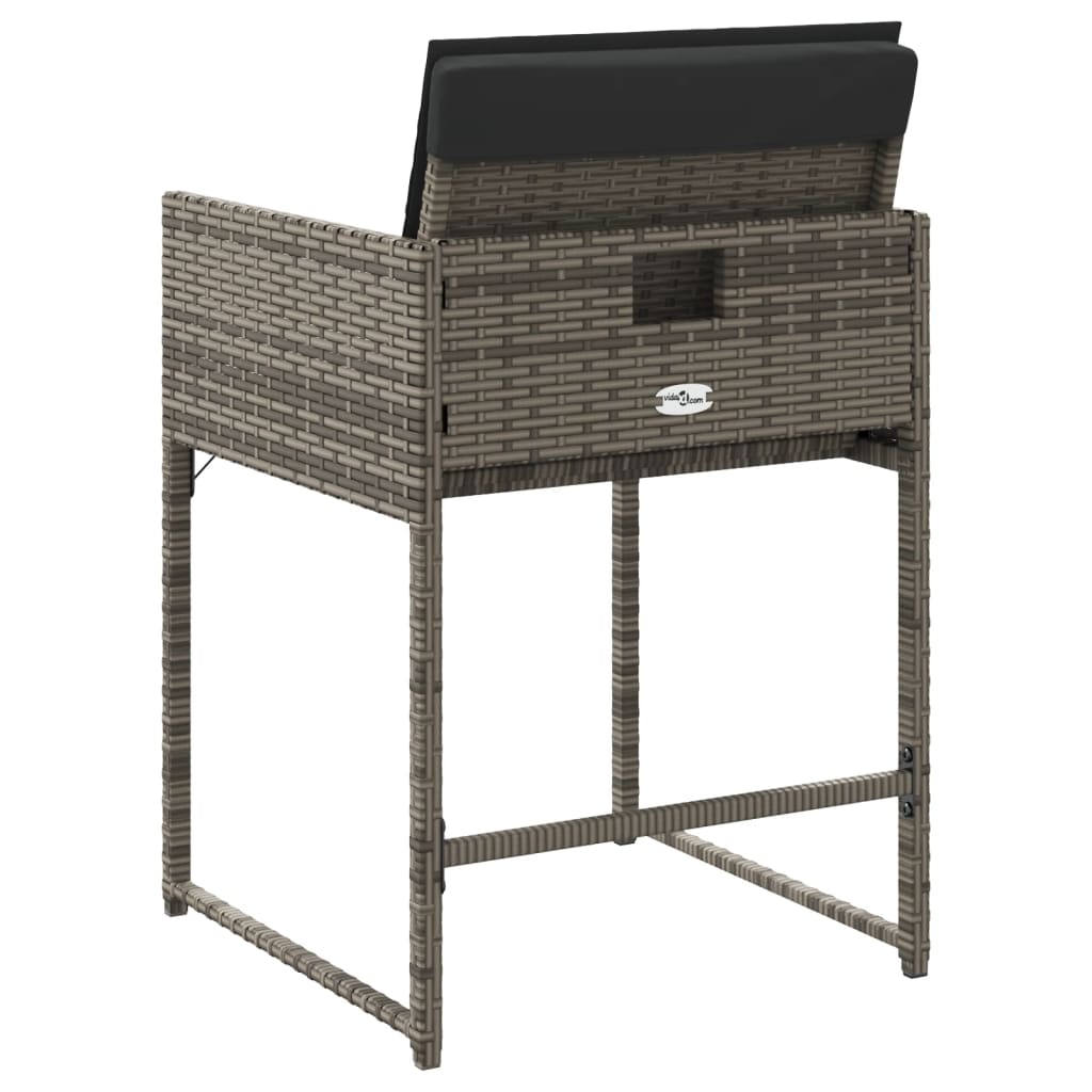 Gartenstühle mit Kissen 4 Stk. Grau Poly Rattan