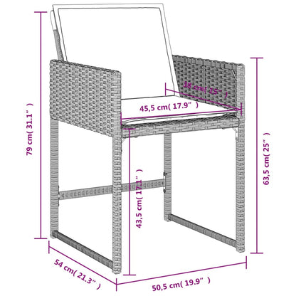 Gartenstühle mit Kissen 4 Stk. Hellgrau Poly Rattan