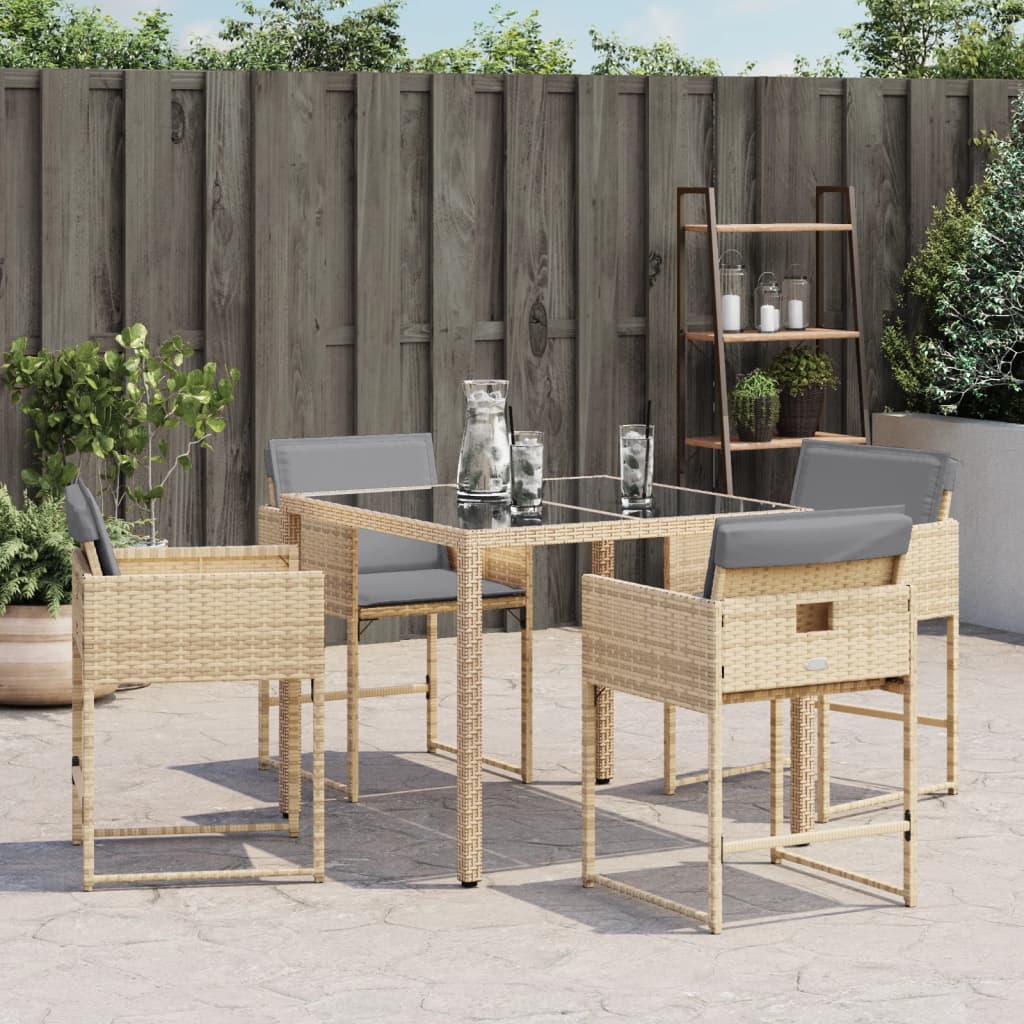 Gartenstühle mit Kissen 4 Stk. Beigemischung Poly Rattan