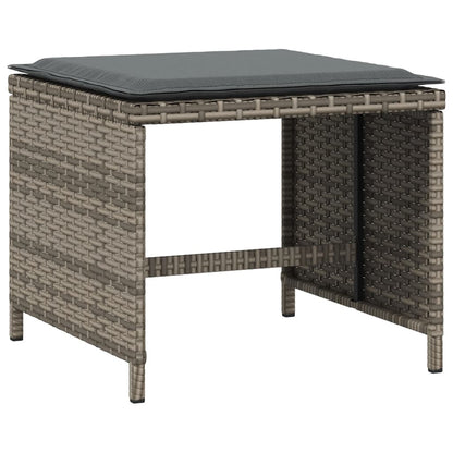 Gartenhocker mit Kissen 4 Stk. Grau 40x40x35 cm Poly Rattan