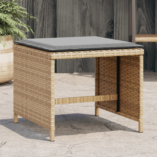 Gartenhocker mit Kissen 4 Stk. Beigemischung Poly Rattan