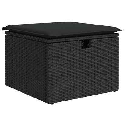 8-tlg. Garten-Sofagarnitur mit Kissen Schwarz Poly Rattan