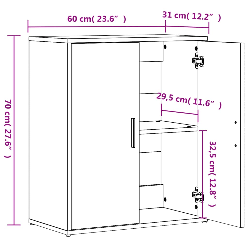 Sideboards 2 Stk. Sonoma-Eiche 60x31x70 cm Holzwerkstoff