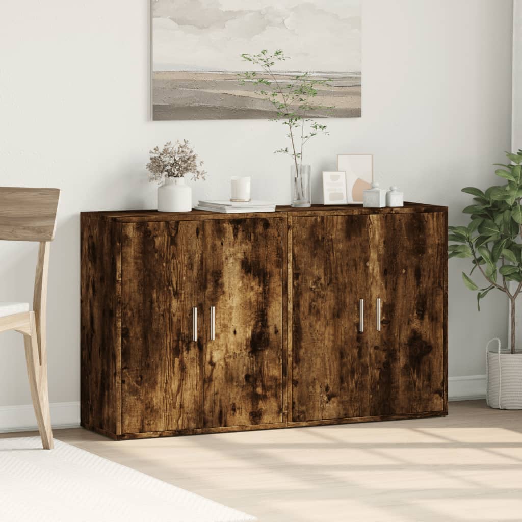 Sideboards 2 Stk. Räuchereiche 60x31x70 cm Holzwerkstoff