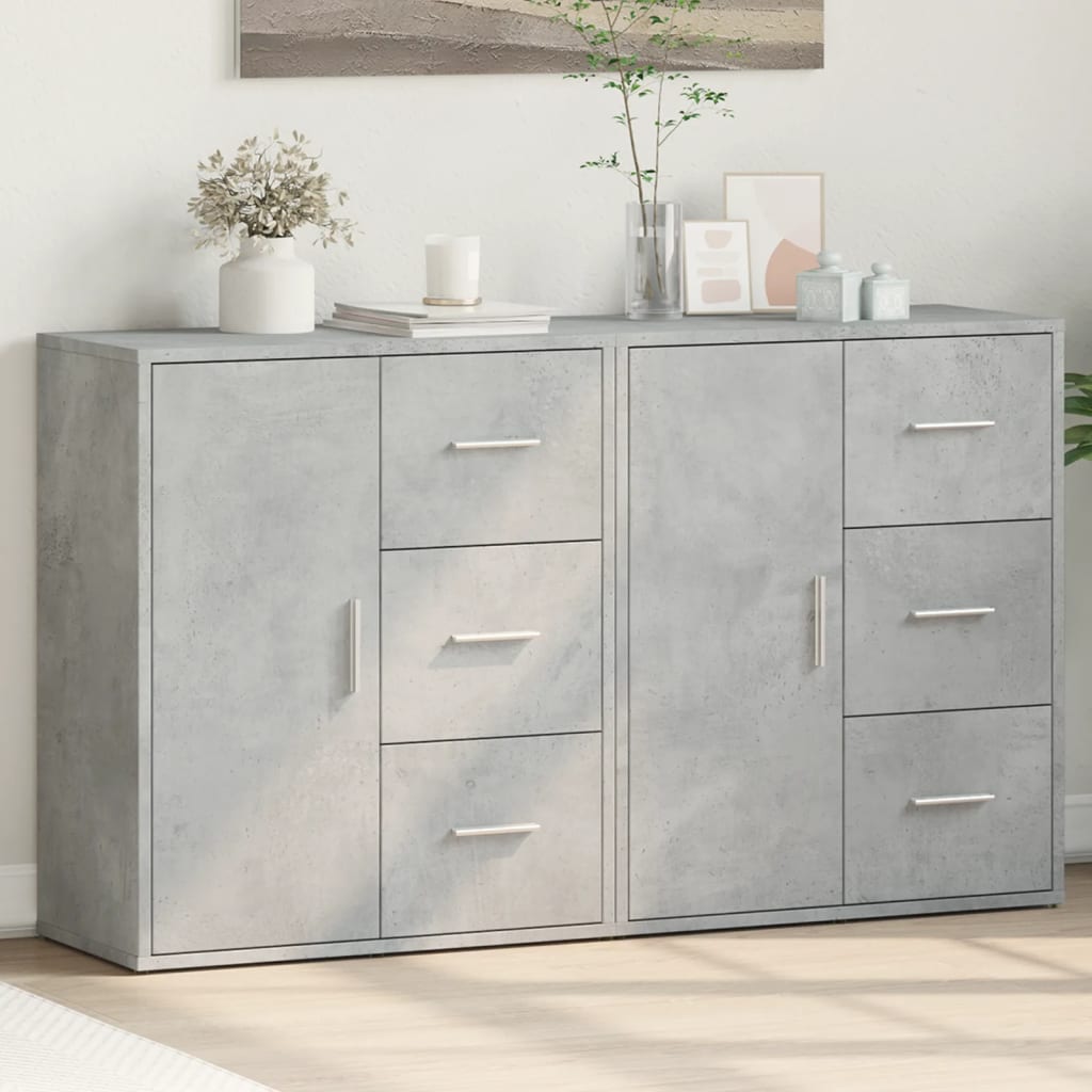 Sideboards 2 Stk. Betongrau 60x31x70 cm Holzwerkstoff