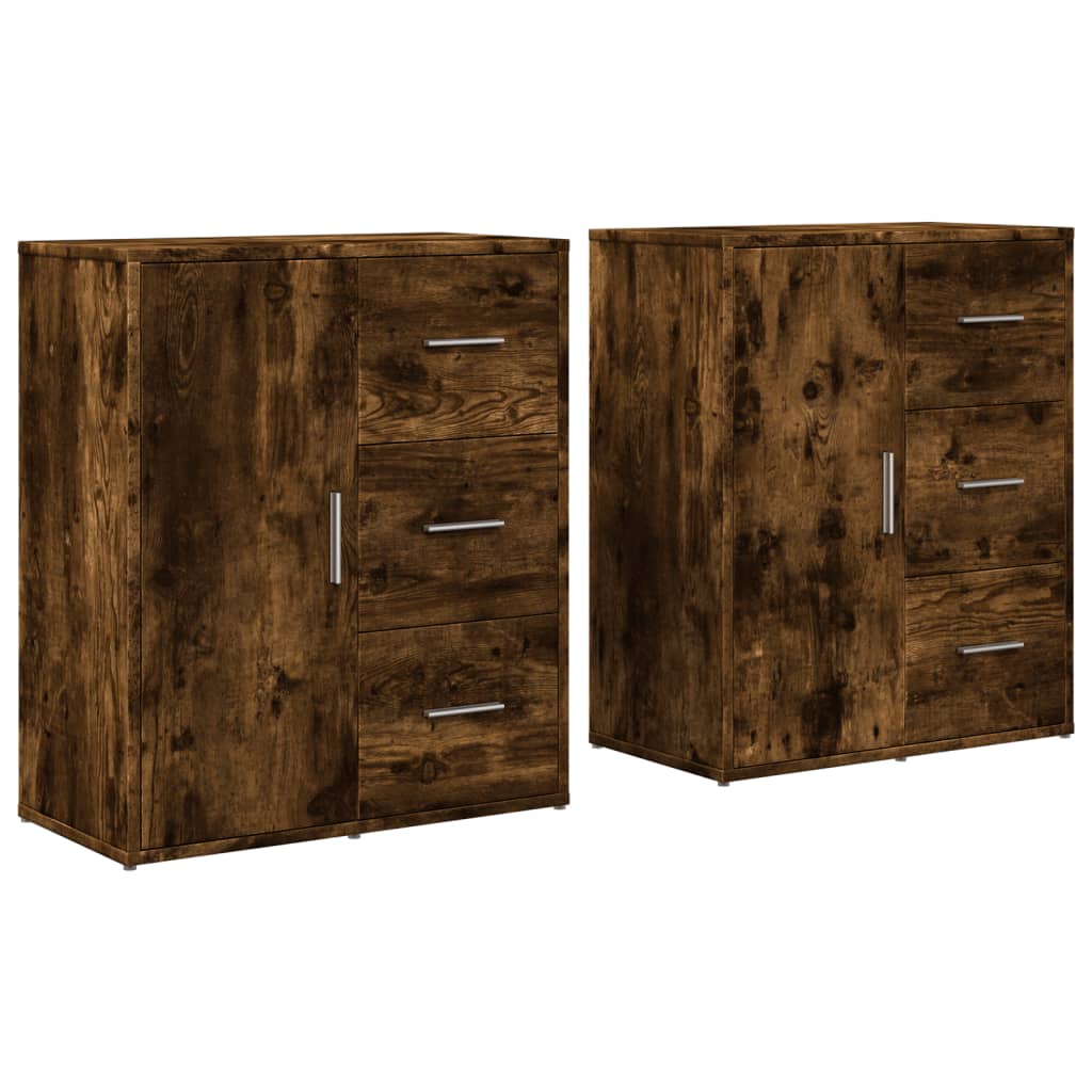 Sideboards 2 Stk. Räuchereiche 60x31x70 cm Holzwerkstoff