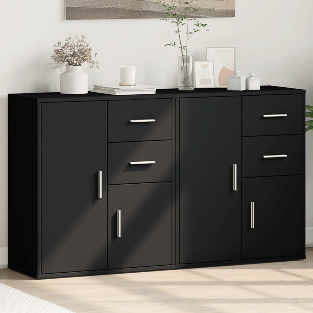 Sideboards 2 Stk. Schwarz 60x31x70 cm Holzwerkstoff