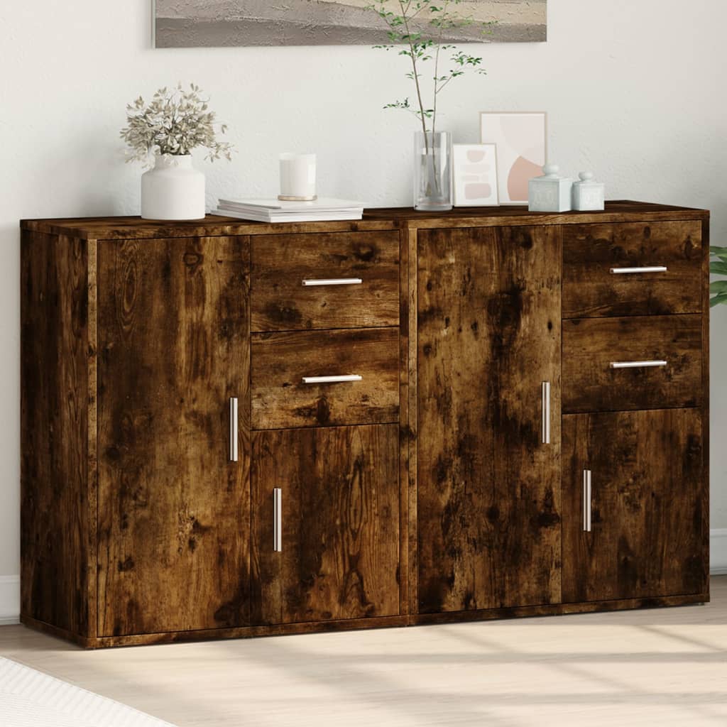 Sideboards 2 Stk. Räuchereiche 60x31x70 cm Holzwerkstoff