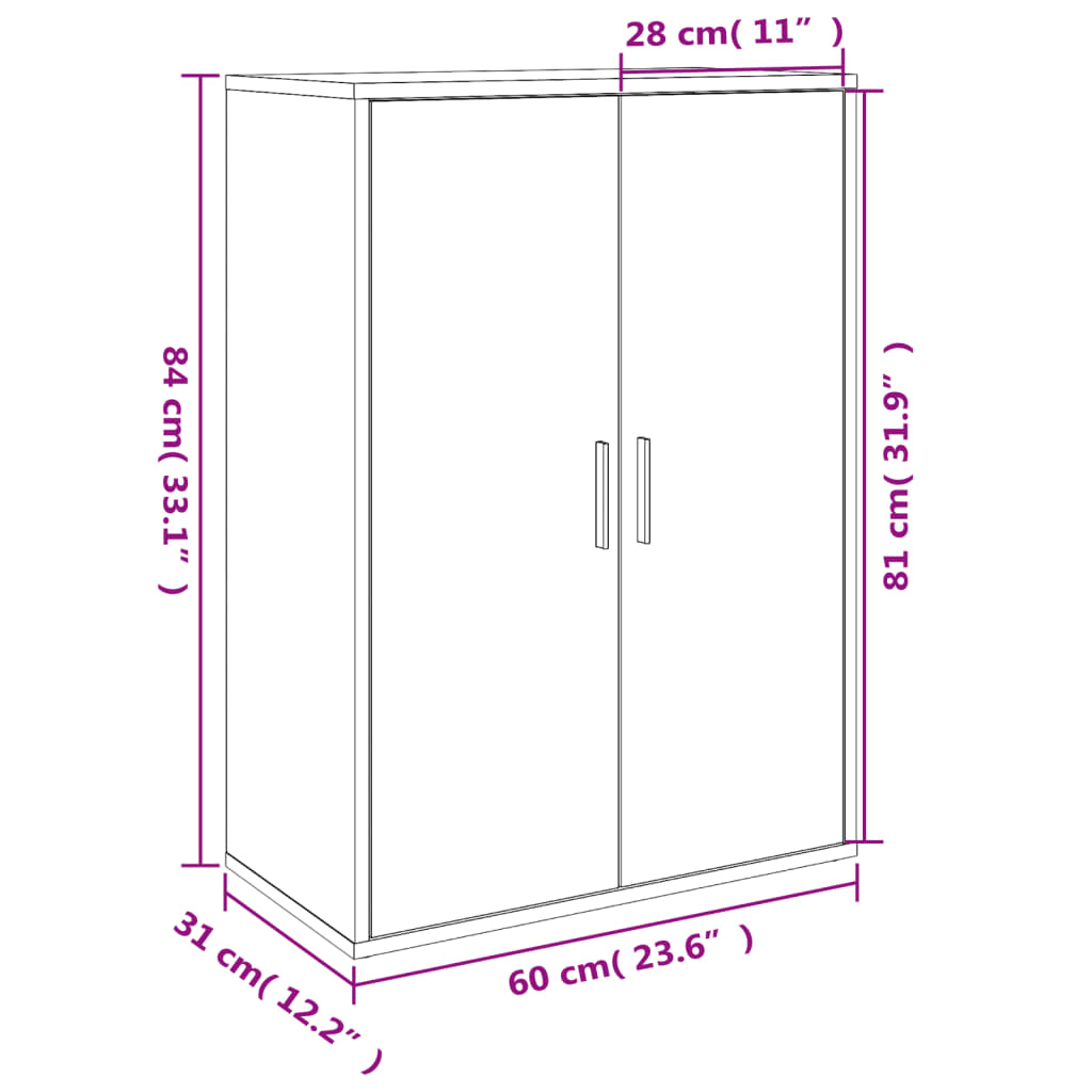 Sideboards 2 Stk. Weiß 60x31x84 cm Holzwerkstoff