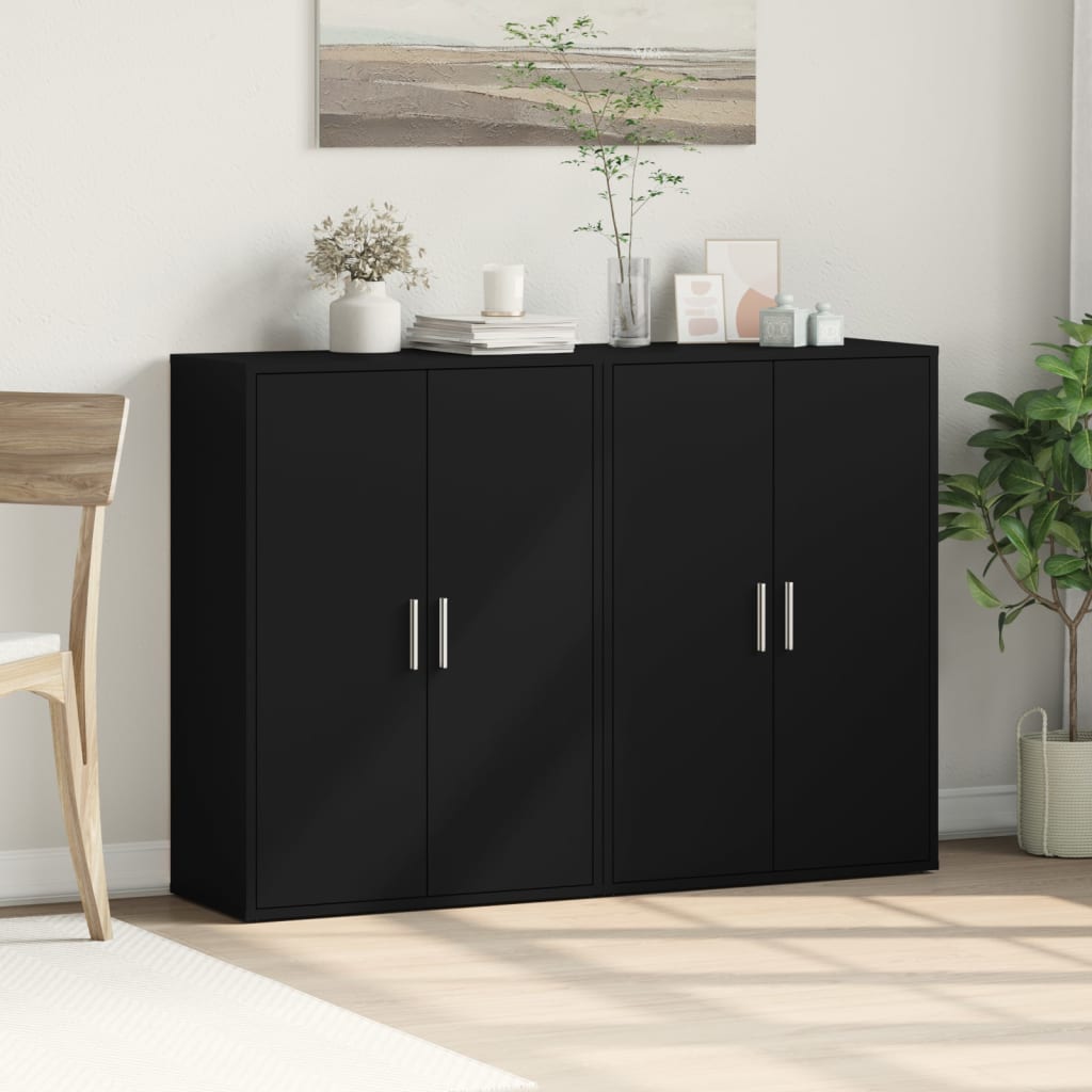 Sideboards 2 Stk. Schwarz 60x31x84 cm Holzwerkstoff