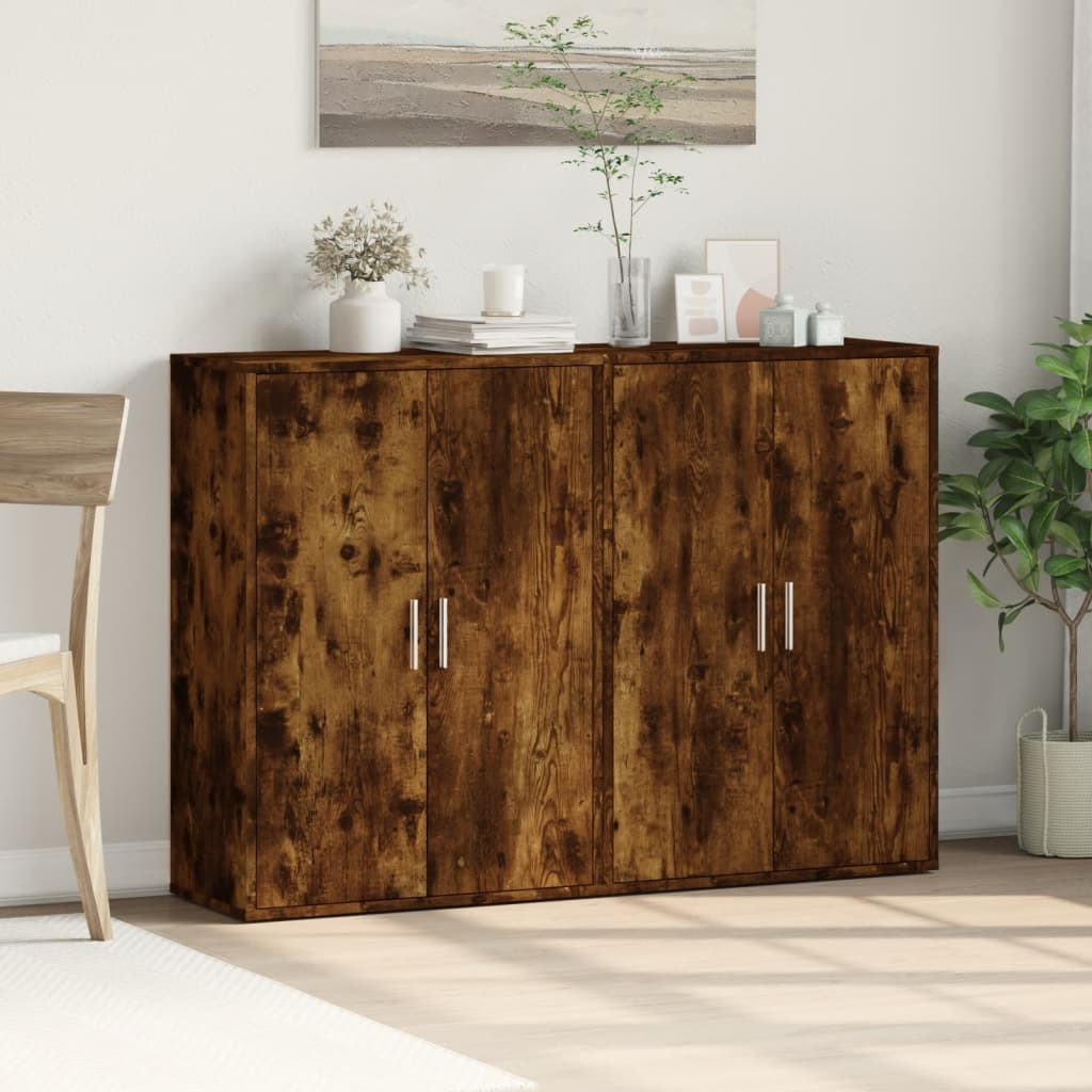 Sideboards 2 Stk. Räuchereiche 60x31x84 cm Holzwerkstoff