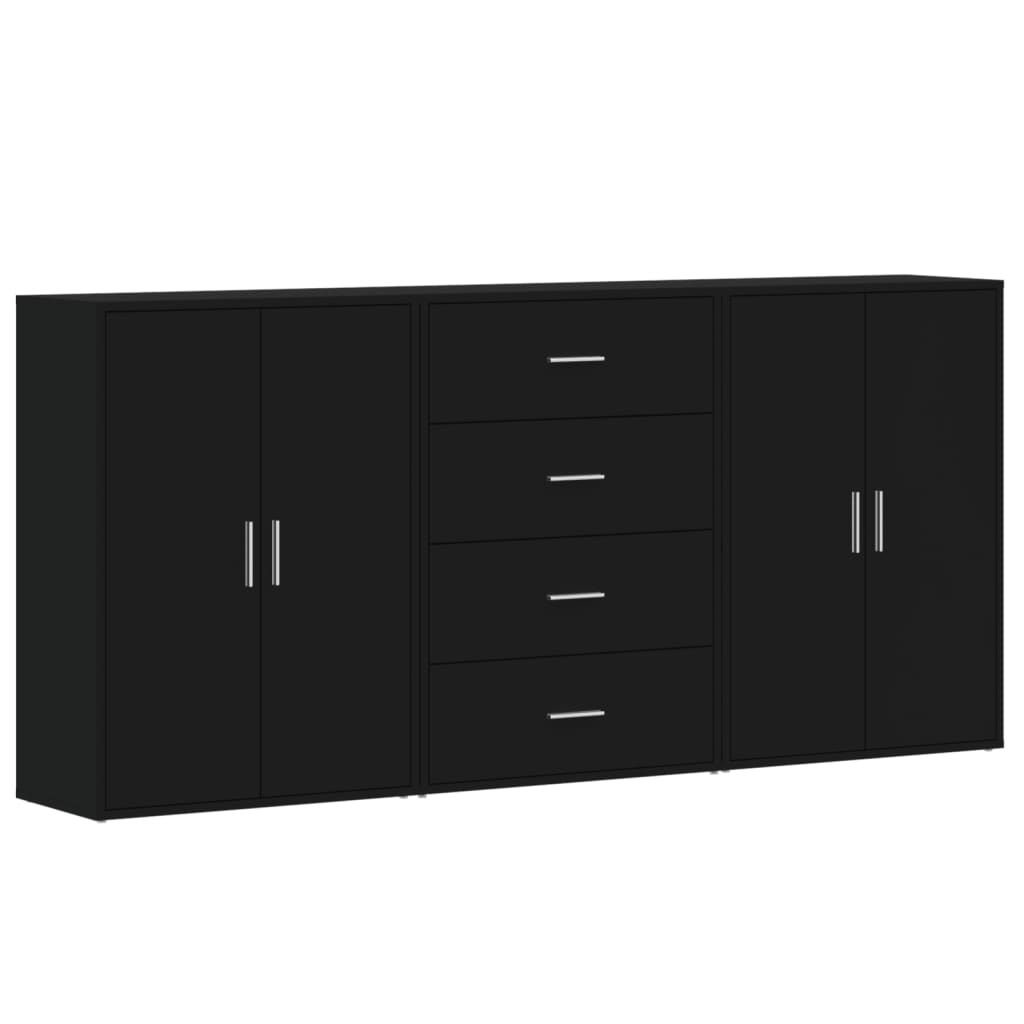 Sideboards 3 Stk. Schwarz 60x31x84 cm Holzwerkstoff