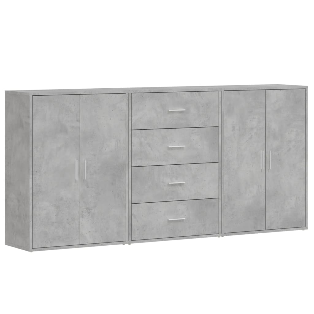 Sideboards 3 Stk. Betongrau 60x31x84 cm Holzwerkstoff