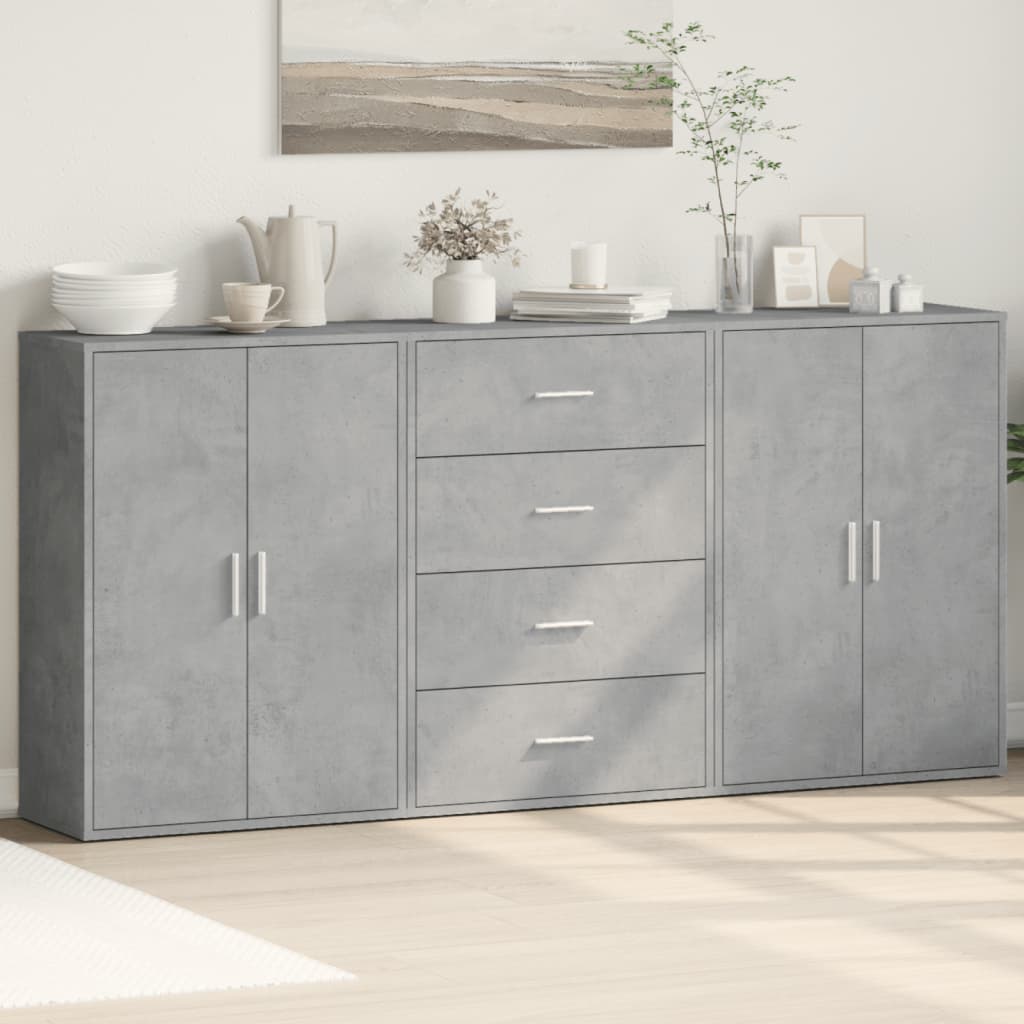 Sideboards 3 Stk. Betongrau 60x31x84 cm Holzwerkstoff