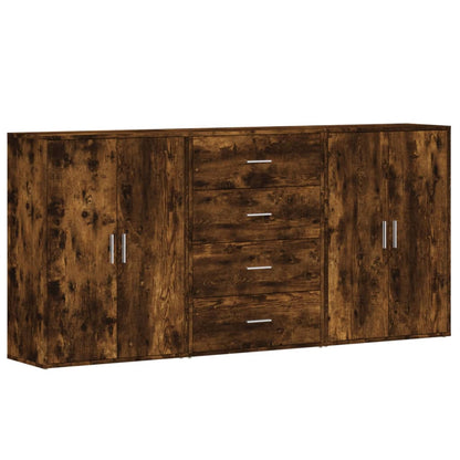 Sideboards 3 Stk. Räuchereiche 60x31x84 cm Holzwerkstoff