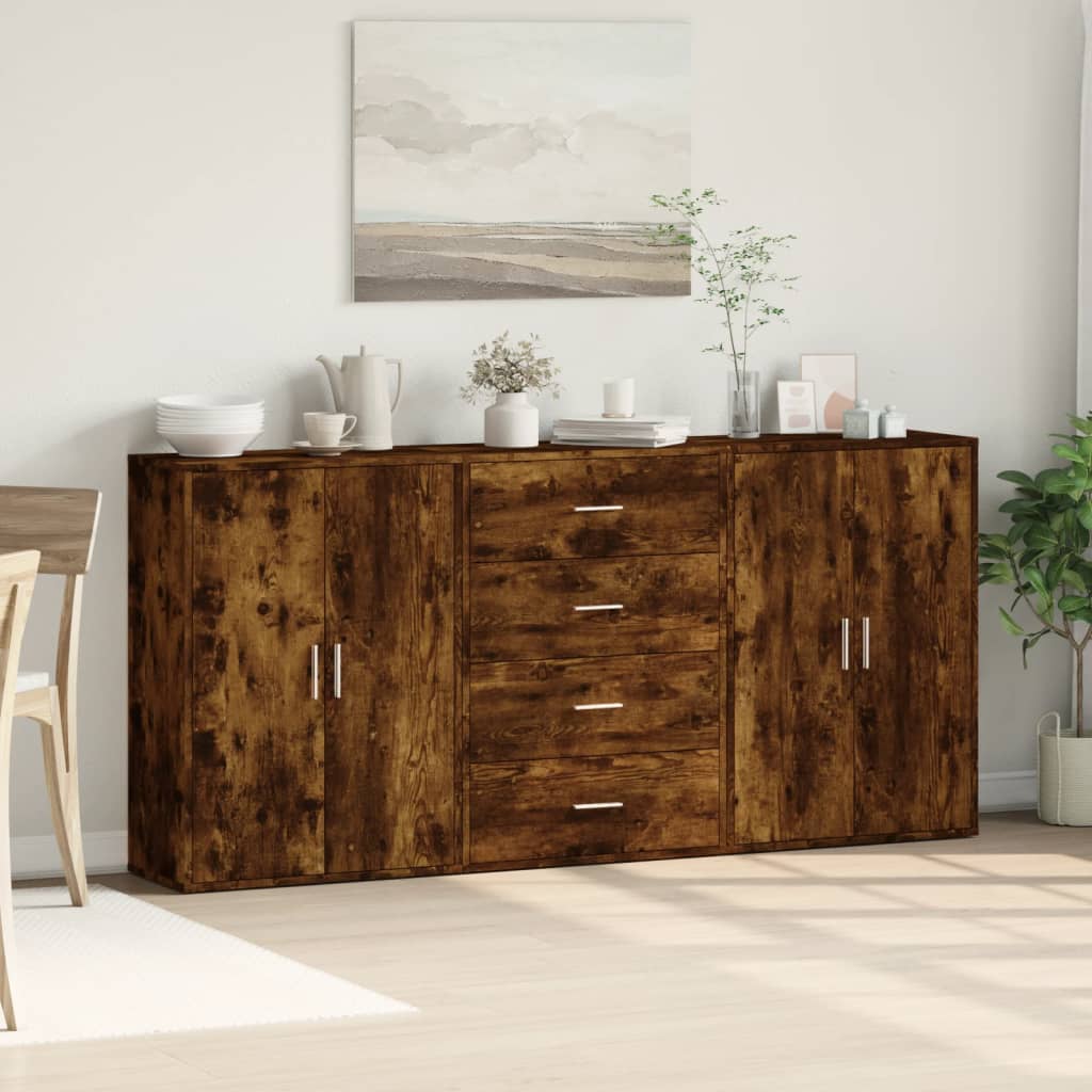 Sideboards 3 Stk. Räuchereiche 60x31x84 cm Holzwerkstoff