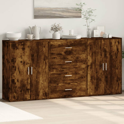 Sideboards 3 Stk. Räuchereiche 60x31x84 cm Holzwerkstoff