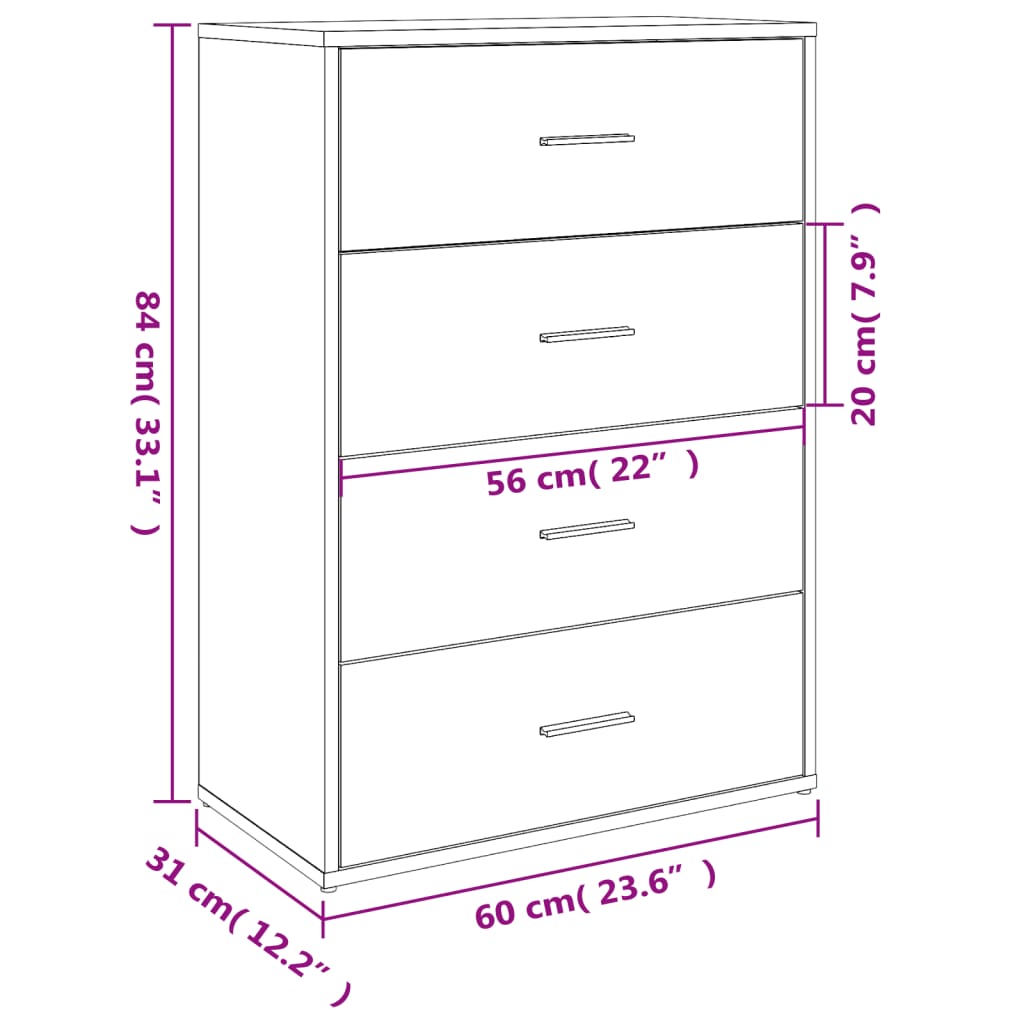 Sideboards 2 Stk. Schwarz 60x31x84 cm Holzwerkstoff