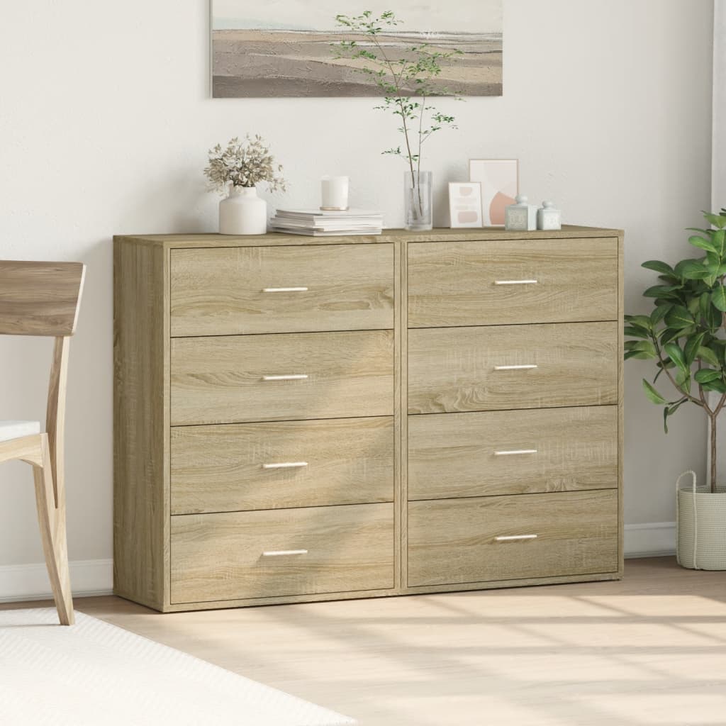 Sideboards 2 Stk. Sonoma-Eiche 60x31x84 cm Holzwerkstoff