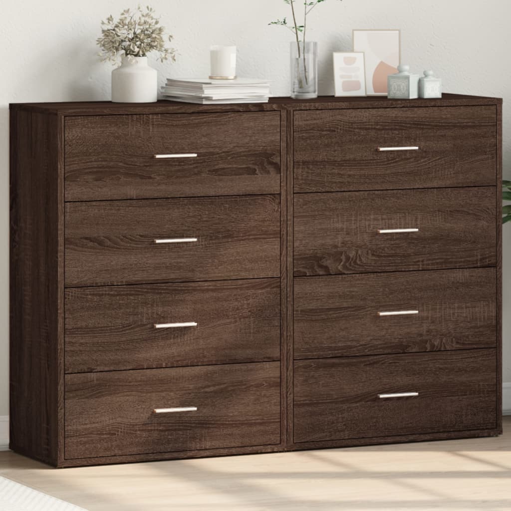 Sideboards 2 Stk. Braun Eichen-Optik 60x31x84 cm Holzwerkstoff