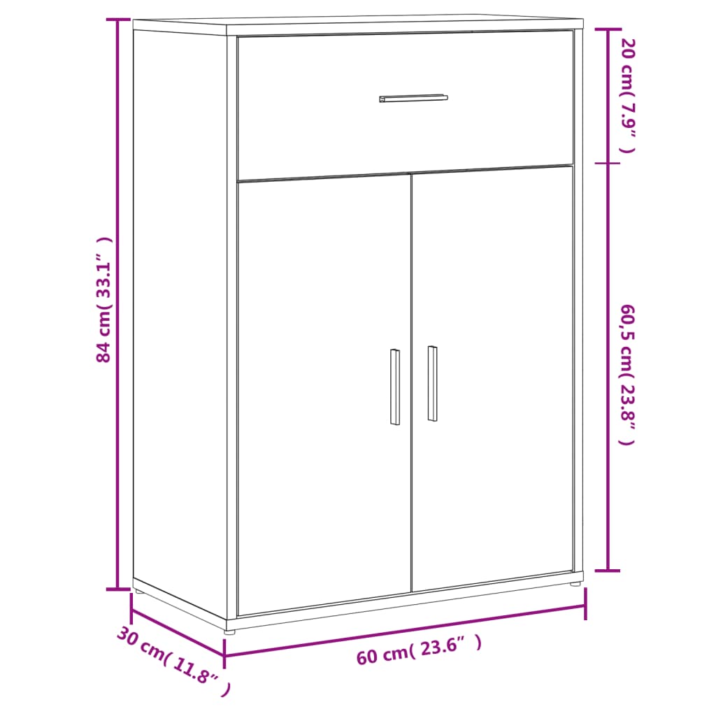 Sideboards 2 Stk. Weiß 60x30x84 cm Holzwerkstoff