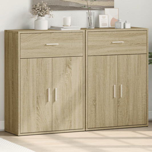 Sideboards 2 Stk. Sonoma-Eiche 60x30x84 cm Holzwerkstoff