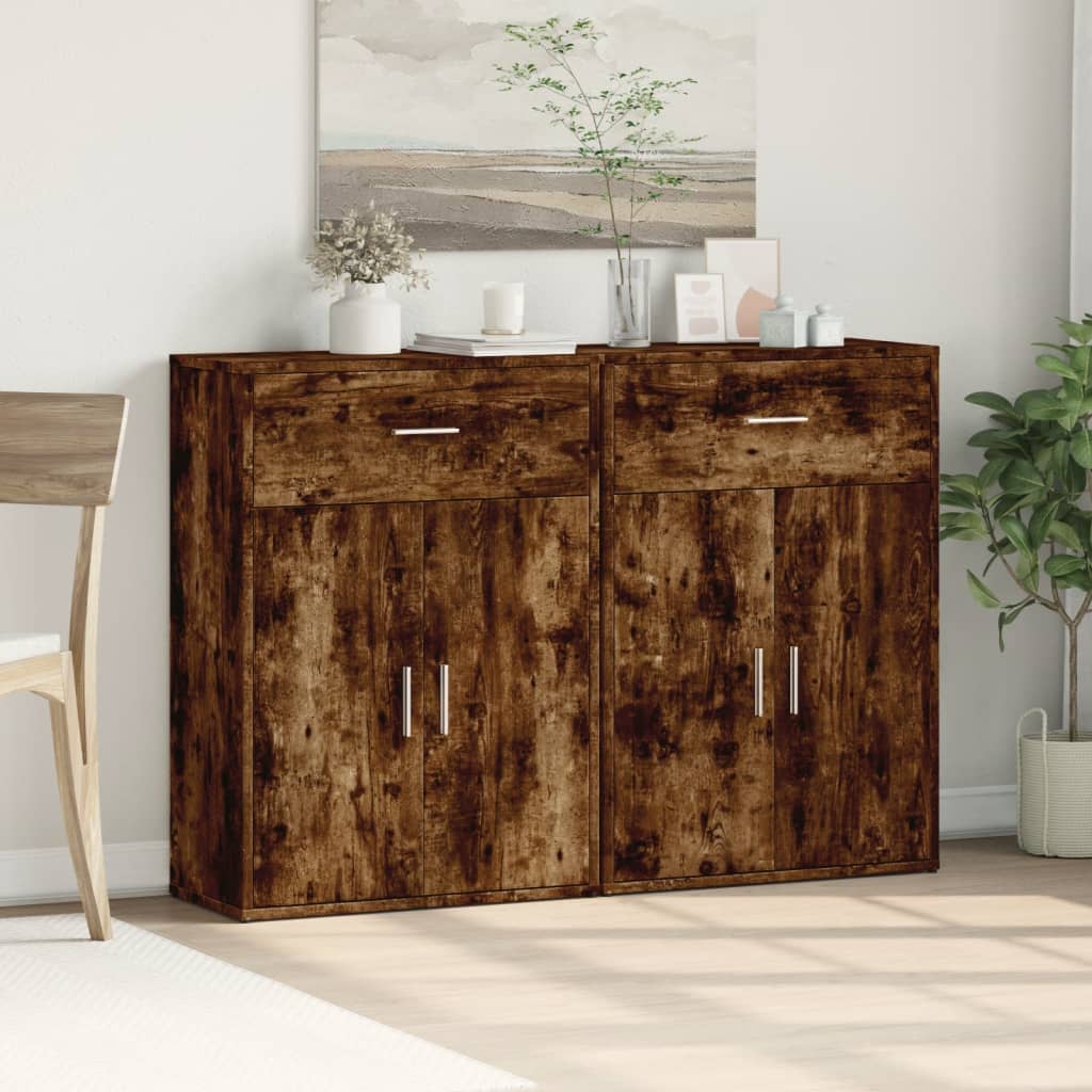 Sideboards 2 Stk. Räuchereiche 60x30x84 cm Holzwerkstoff