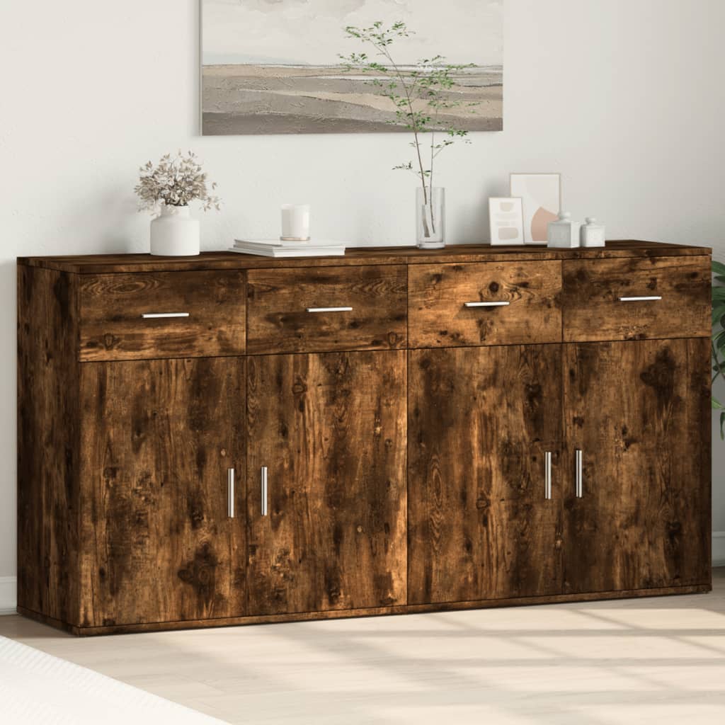 Sideboards 2 Stk. Räuchereiche 79x38x80 cm Holzwerkstoff