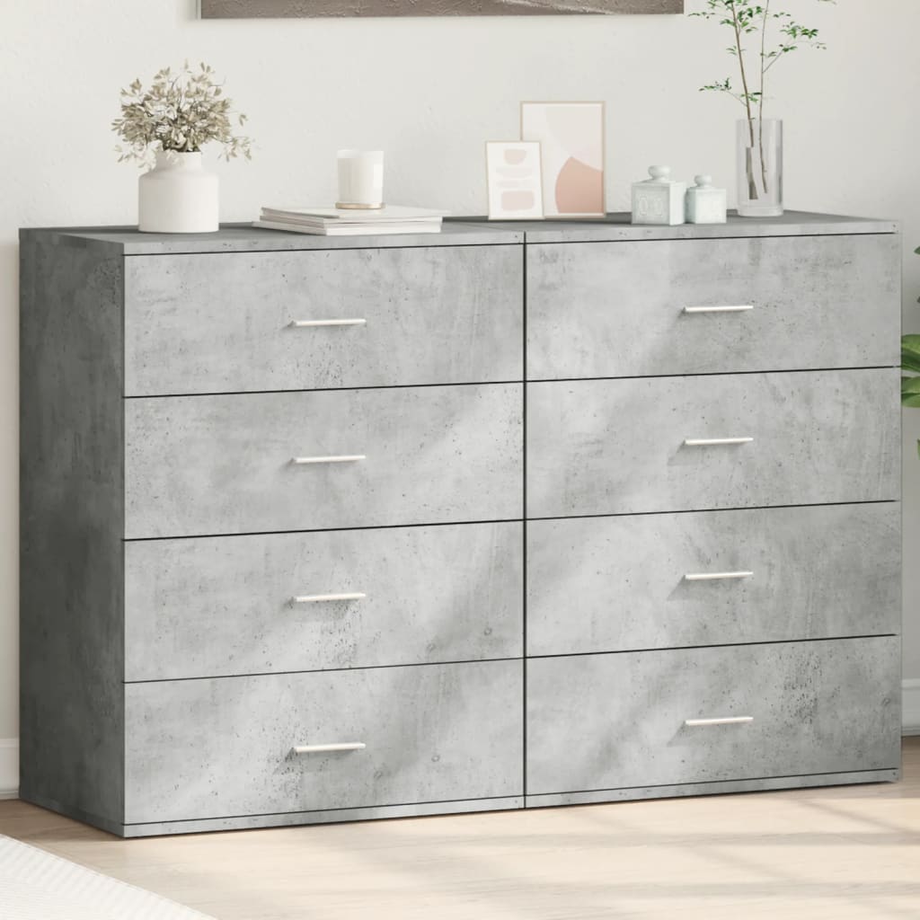 Sideboards 2 Stk. Betongrau 60x39x80 cm Holzwerkstoff