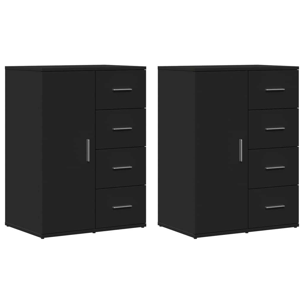 Sideboards 2 Stk. Schwarz 59x39x80 cm Holzwerkstoff