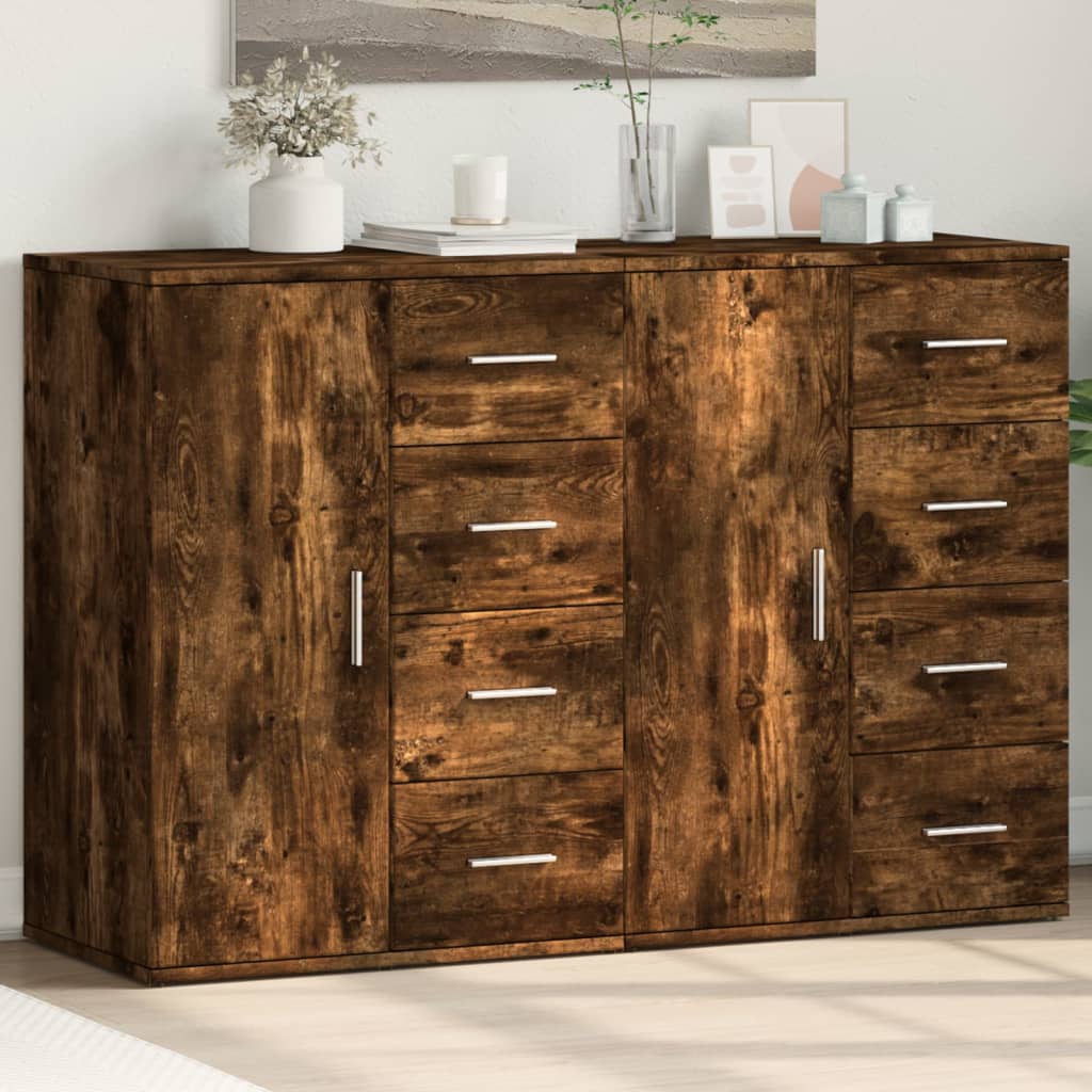 Sideboards 2 Stk. Räuchereiche 59x39x80 cm Holzwerkstoff