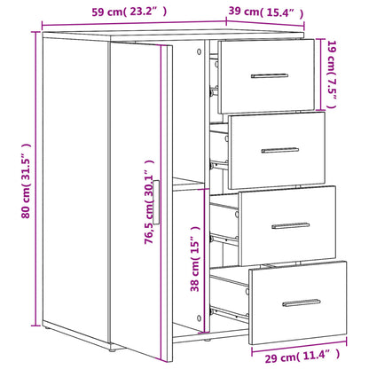 Sideboards 2 Stk. Braun Eichen-Optik 59x39x80 cm Holzwerkstoff