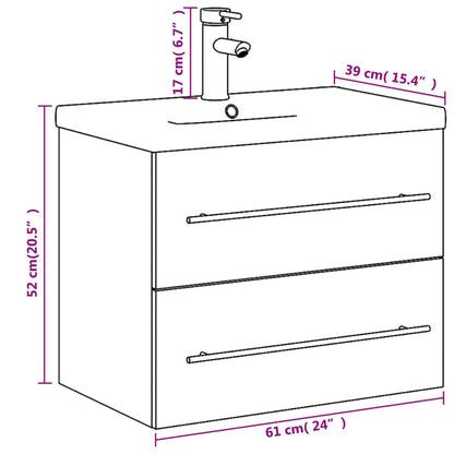 Waschbeckenunterschrank mit Einbaubecken Braun Eiche-Optik