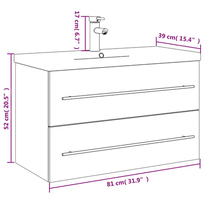 Waschbeckenunterschrank mit Einbaubecken Weiß