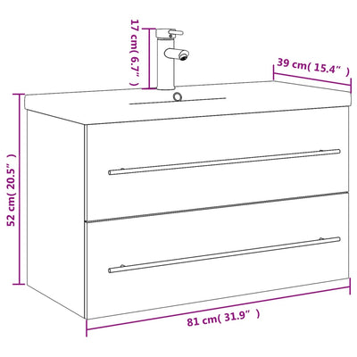 Waschbeckenunterschrank mit Einbaubecken Weiß