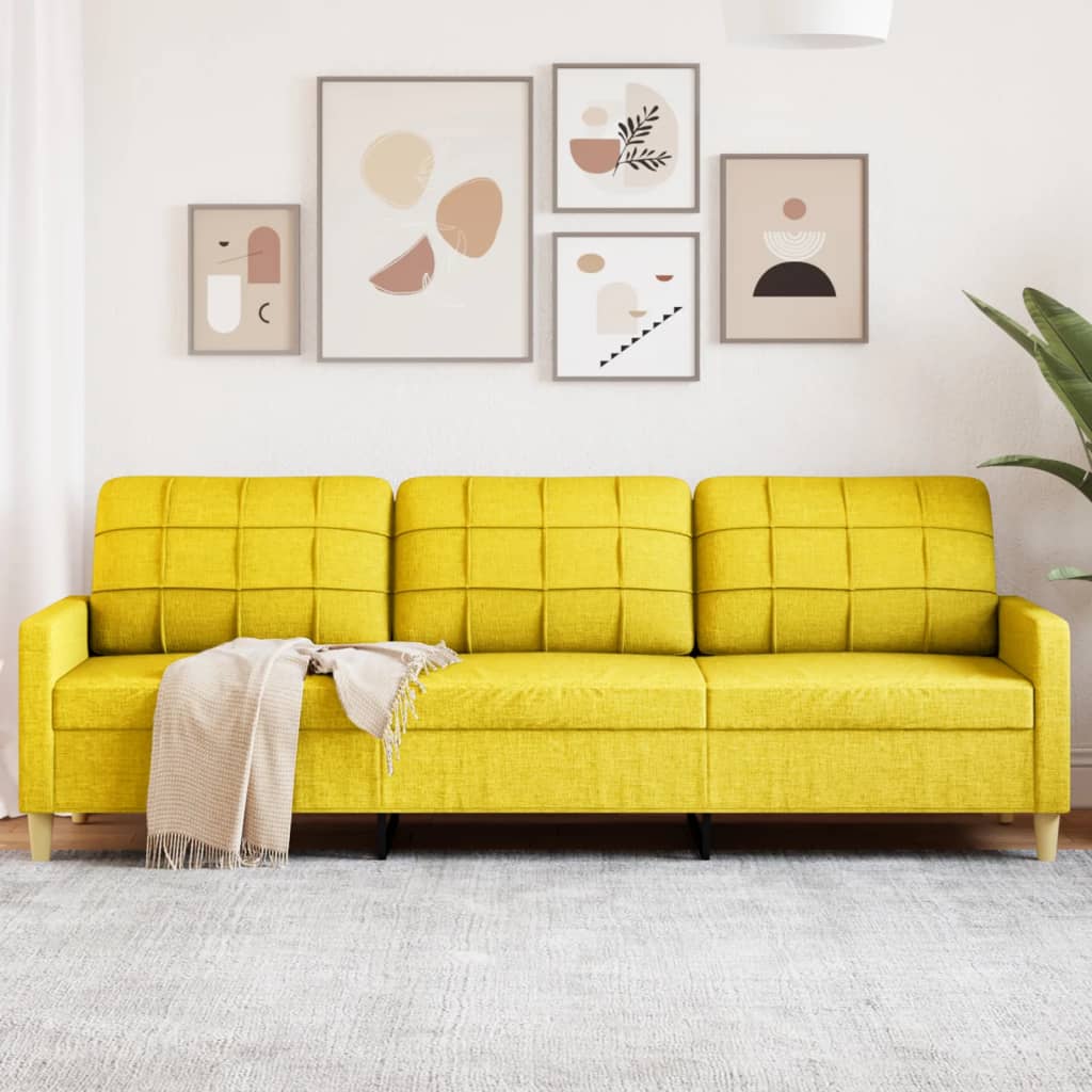 3-Sitzer-Sofa Hellgelb 210 cm Stoff